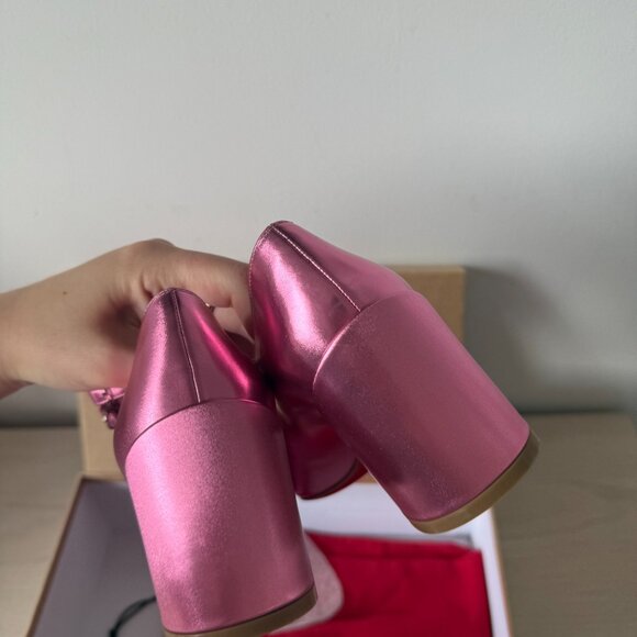 NWT Christian Louboutin Miss Jane 55 Mary Jane Pumps In Glam Pink Metallic - Picture 9 of 12